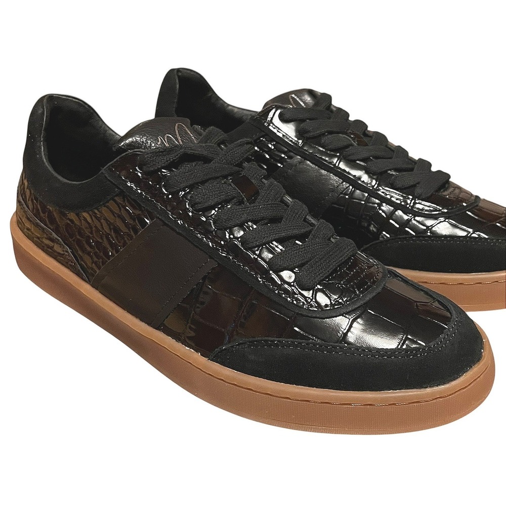 Matisse Quincy Black Leather Embossed Croc Low Top‎ Sneakers Gum Sole Mens 8M
